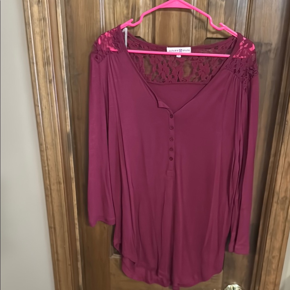 Avenue Ruby Red Lace Detail Top